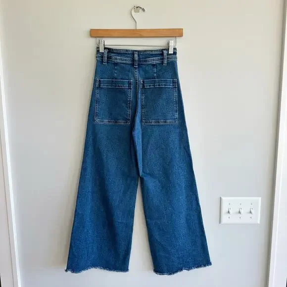 Zara Wide-Leg Raw Hem Jeans 2 - Picture 3 of 10